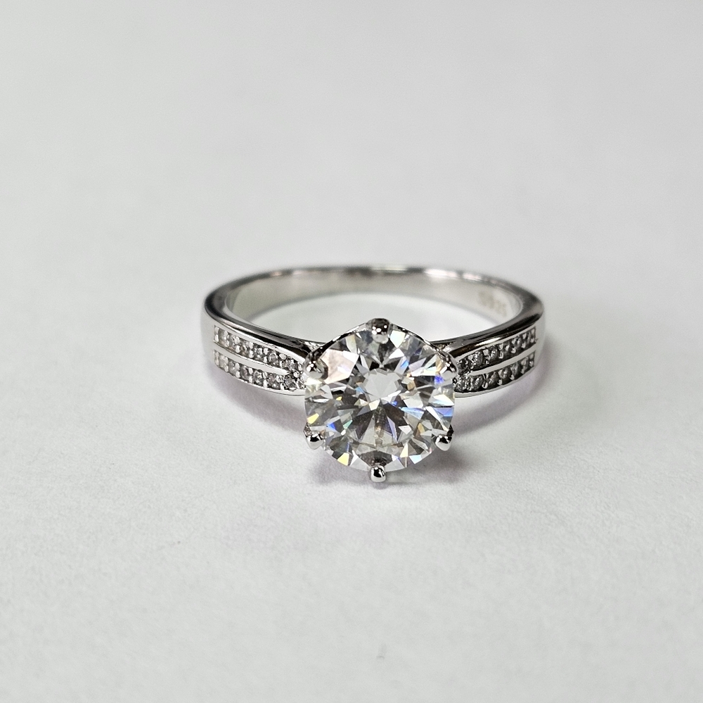 Certified GRA Moissanite Ring 18k over Sterling Silver Sz 7. NEW - Picture 3 of 13